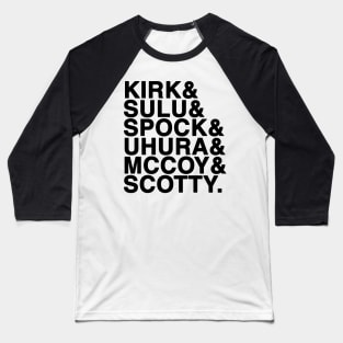 STAR TREK NAMES (BLACK) Baseball T-Shirt